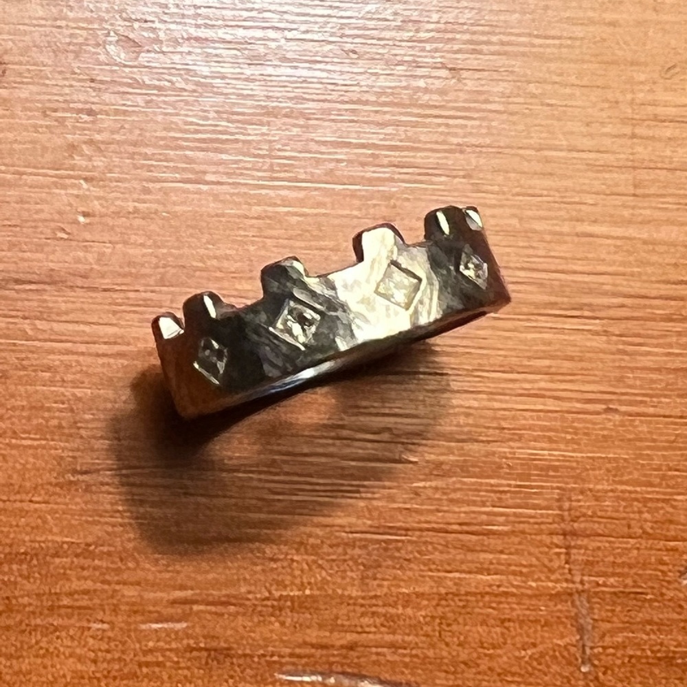 ✨ Cathy Waterman Platinum Princess Cut Diamond Turret Crown Stacking Band Ring ✨